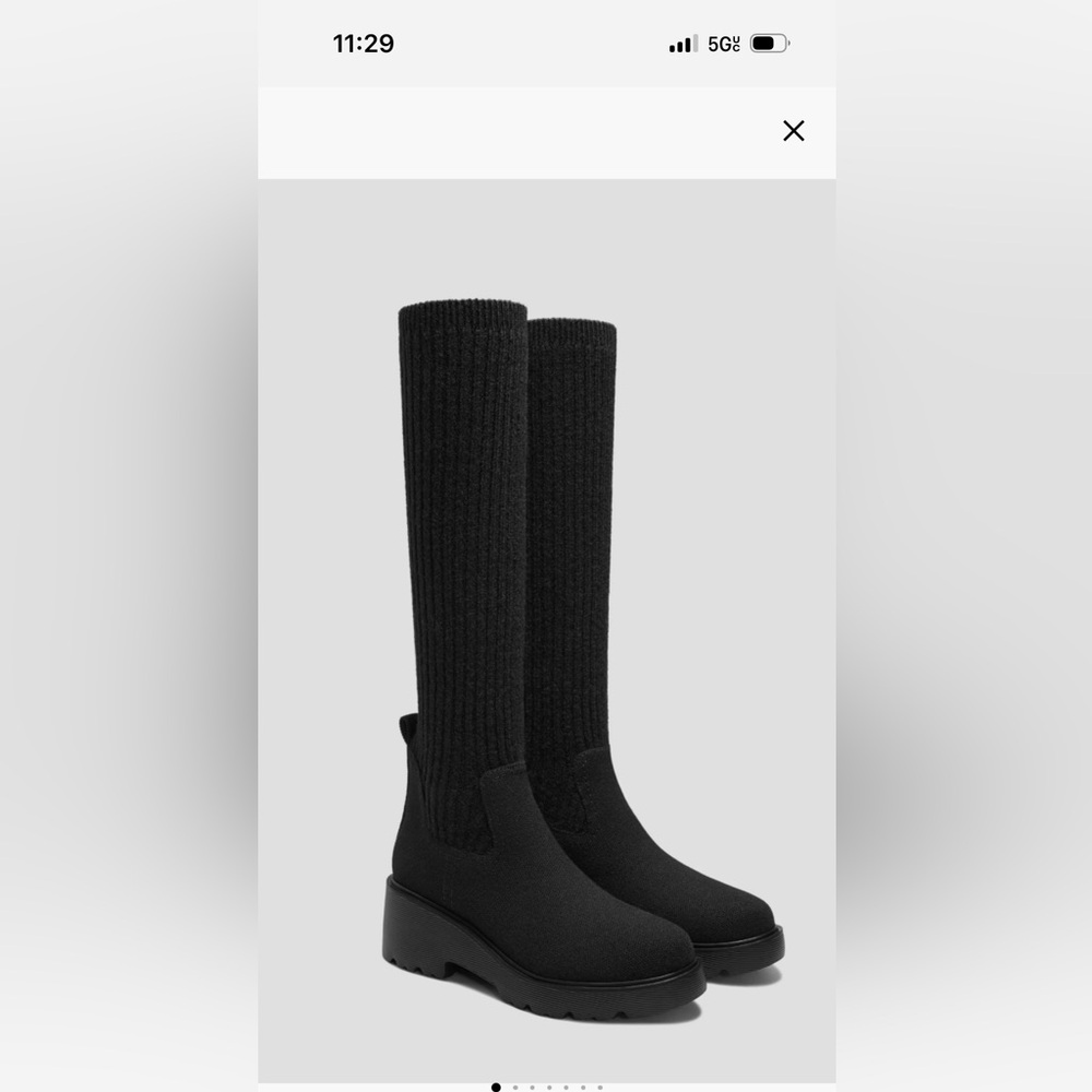 Vivaia Round-Toe Knee-High Platform Chunky Wool Wedge Boots (Eduarda)
